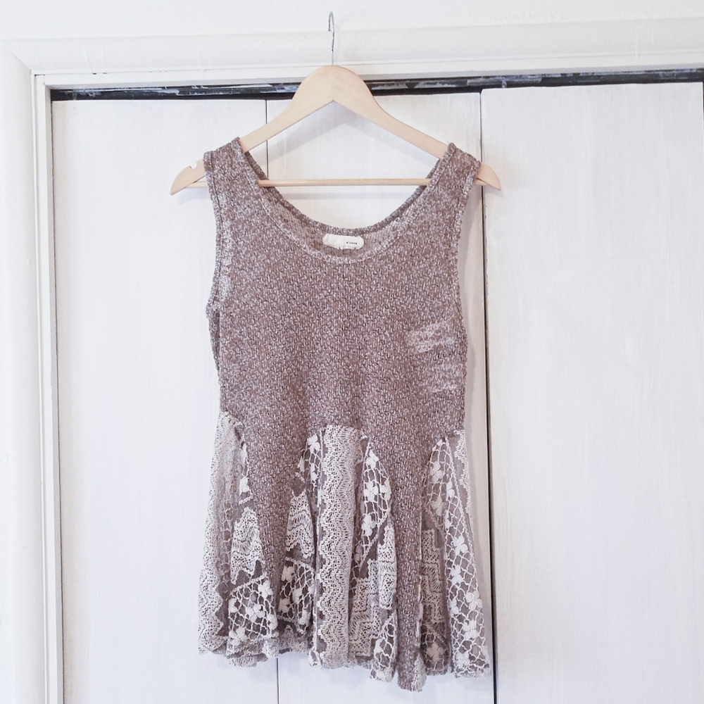 A'REVE Sleeveless Crochet Detail Boho Top